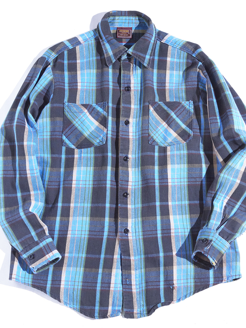 1990s "RUGGED WEAR" flannel check shirt -SAX-