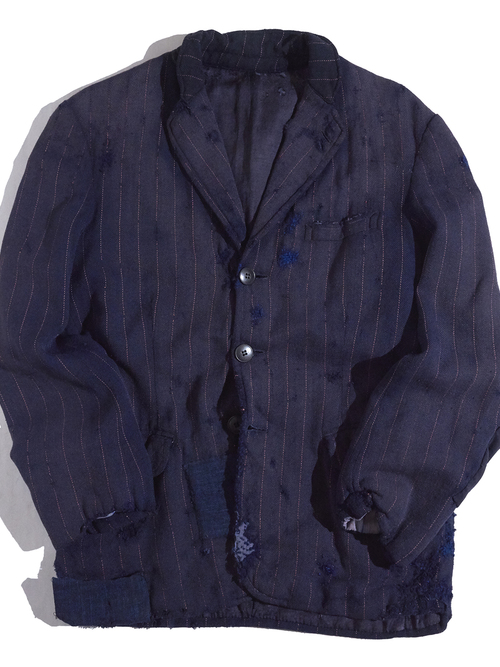 1930s "unknown" wool boro tailored jacket -FADE NAVY-