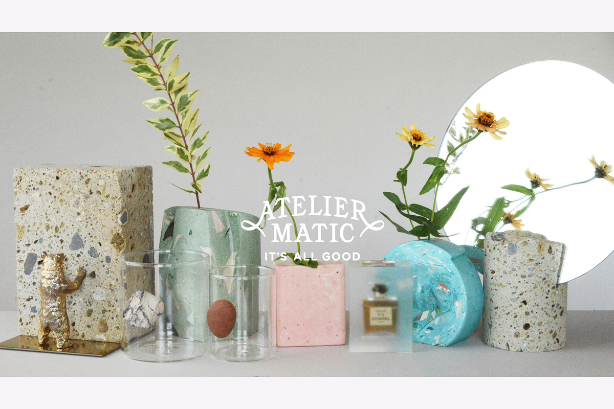 Atelier Matic 一輪挿しピンクと黒の模様 Atelier Matic 一輪挿しピンクと黒の模様 Atelier Matic 一輪挿し