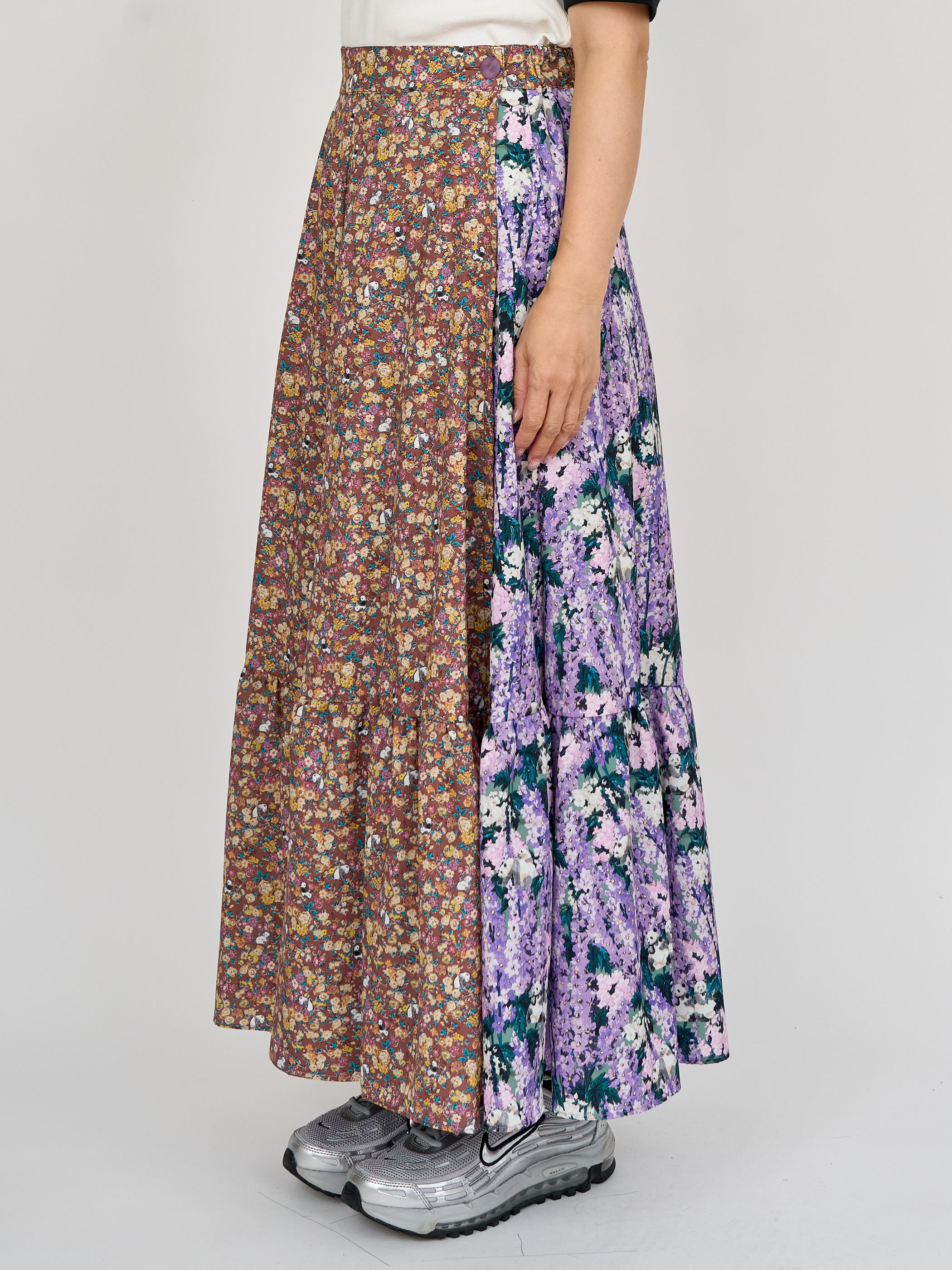 【受注商品】2way wrap skirt・PURPLE×BROWN