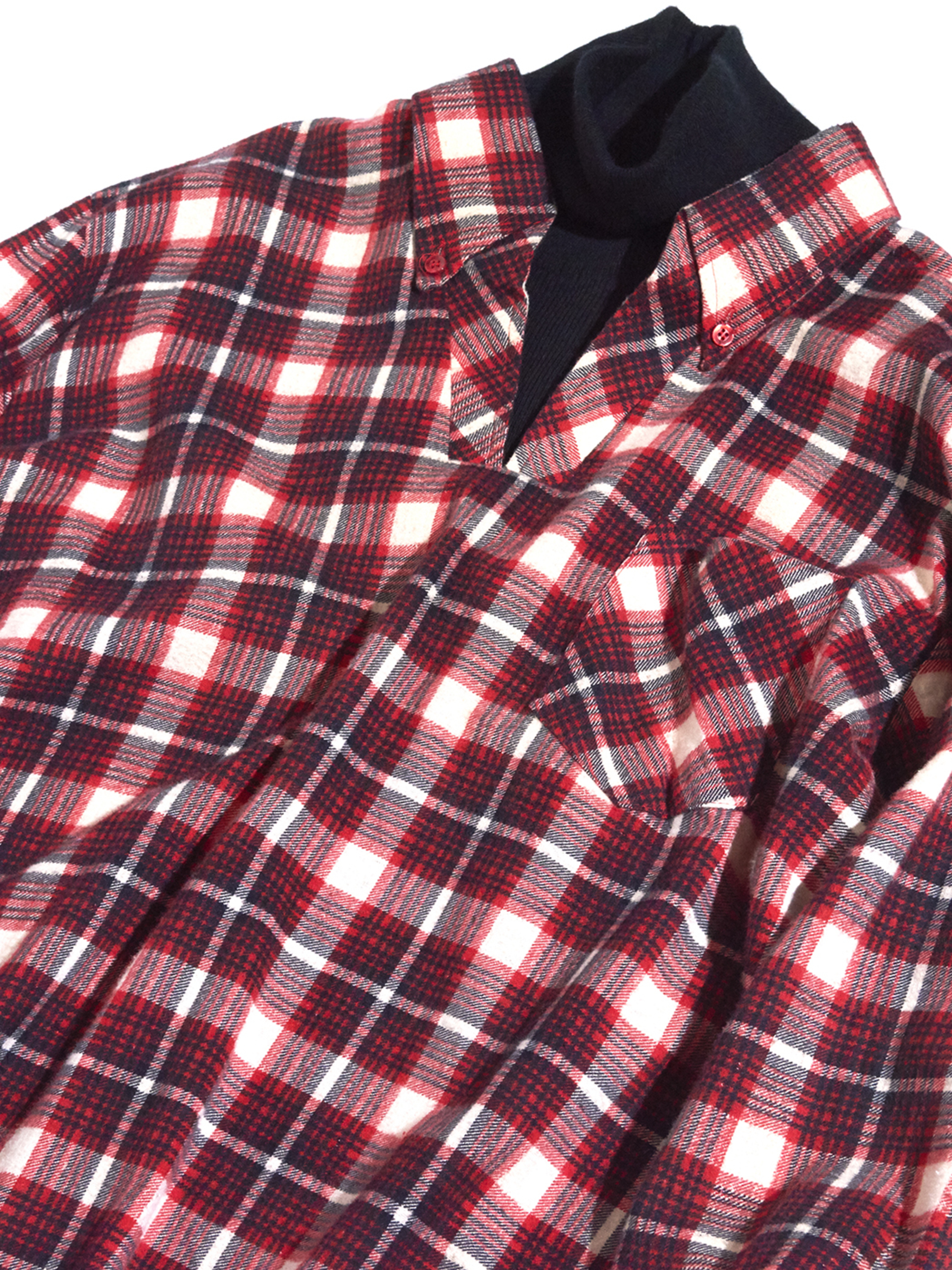 1970s "KINGSPORT" fake layered print flannel shirt -RED- <SALE¥12000→¥9600>