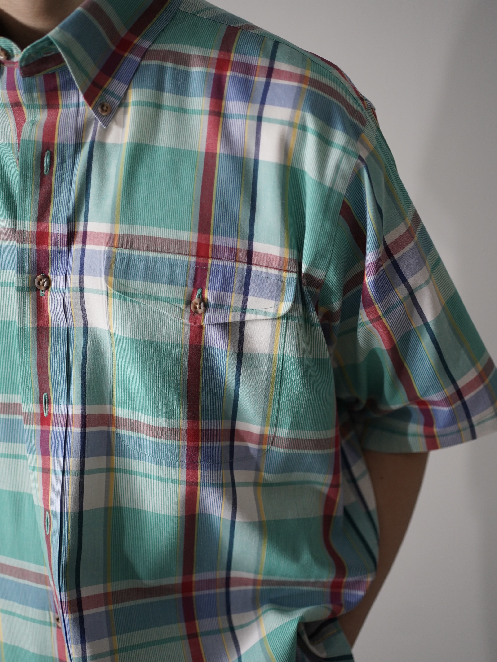 1970~80's THE FOX collection 3点留め madras check B.D shirts/Made in Hong Kong