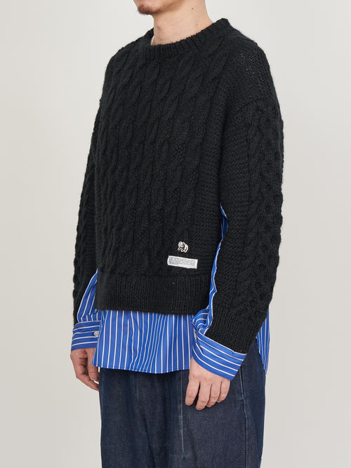 【受注商品】combination knit tops・BLACK