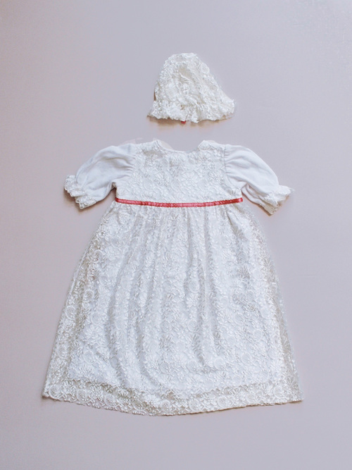 All Lace baby dress with cap