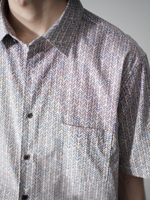 Cotton herringbone print shirt