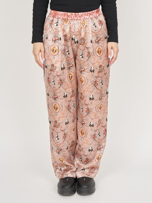 【受注商品】panda printed pajama pants・BEIGE×PINK