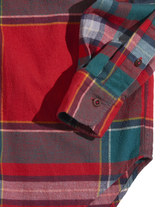 1980s "RALPH LAUREN COUNTRY" flannel check shirt -RED-
