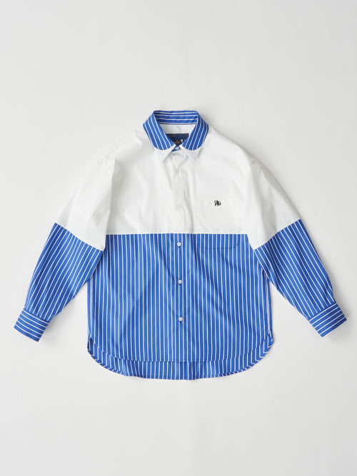 【受注商品】fake round collar shirt・WHITE×BLUE