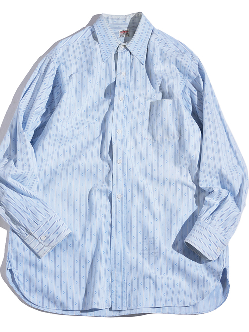 1940s "TOPFLIGHT" cotton dress shirt -SAX BLUE-