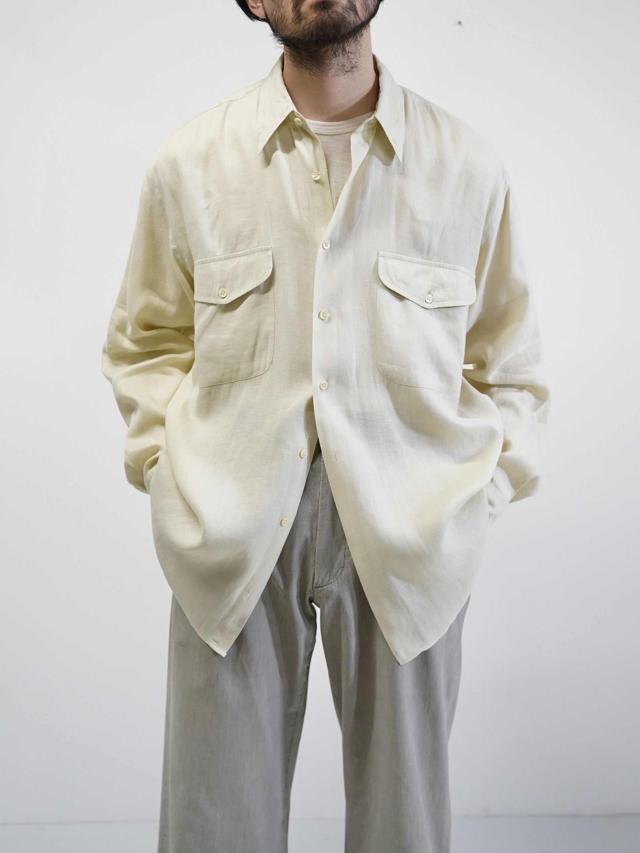 OLD SAKS FIFTH AVENUE 2p Linen shirt / Made in Hong Kong