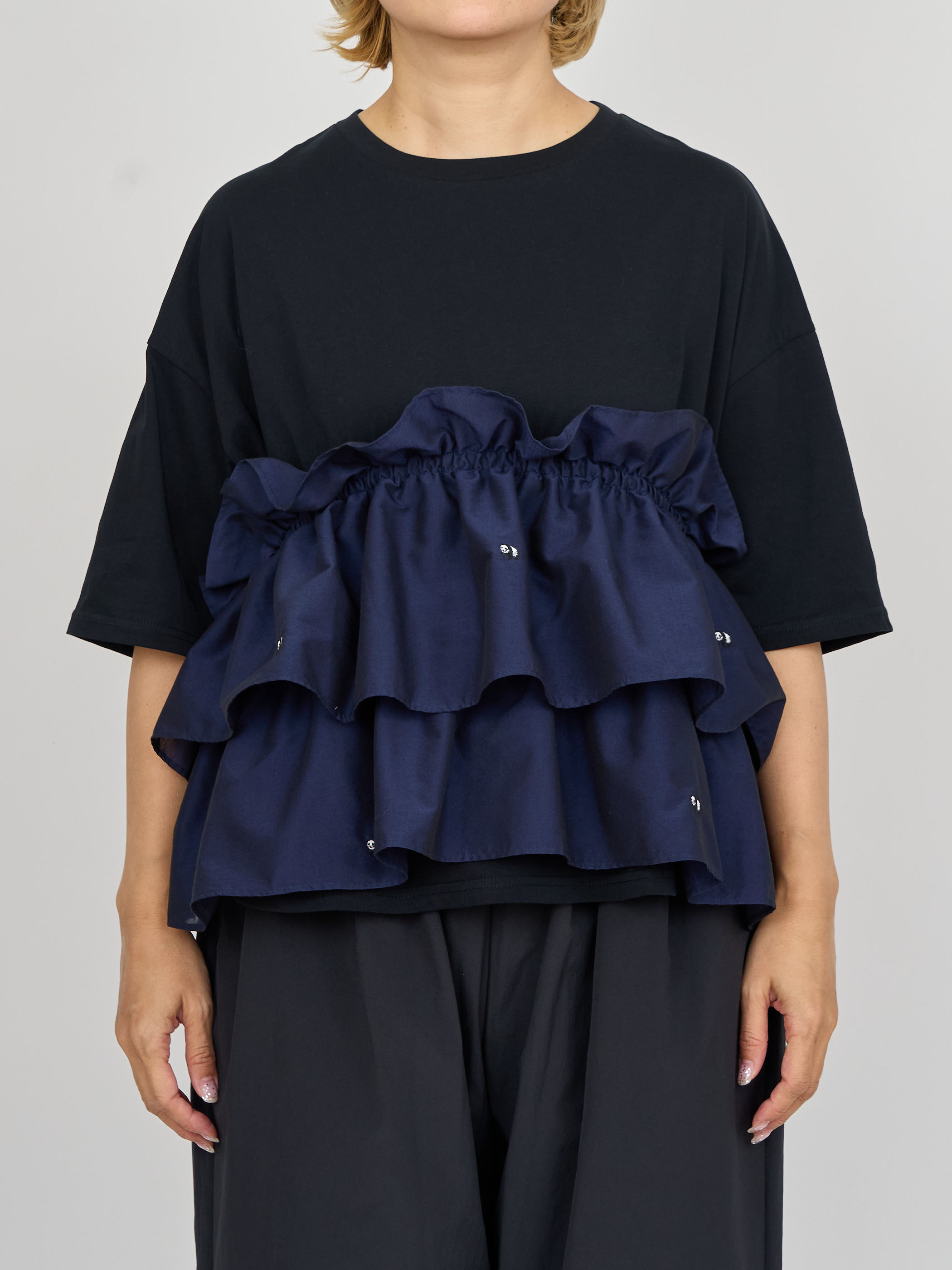 【受注商品】mini pandas frilled top・BLACK×NAVY 【受注商品】mini pandas frilled top・BLACK×NAVY