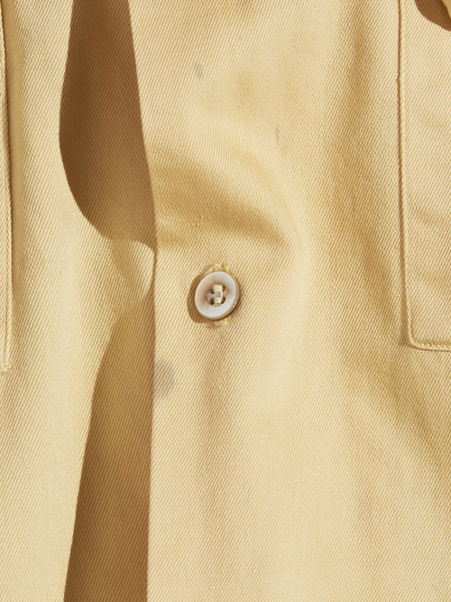 1940s "TOWNCRAFT" embroidery two tone cotton shirt -BROWN×YELLOW-