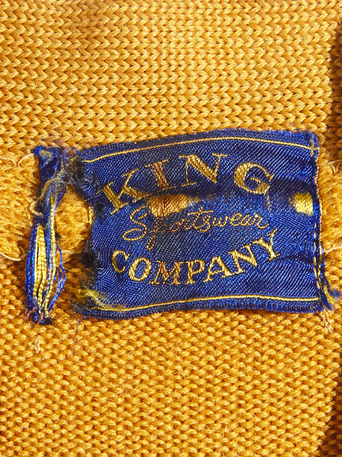1970s "KING COMPANY" lettered cardigan -MUSTARD-