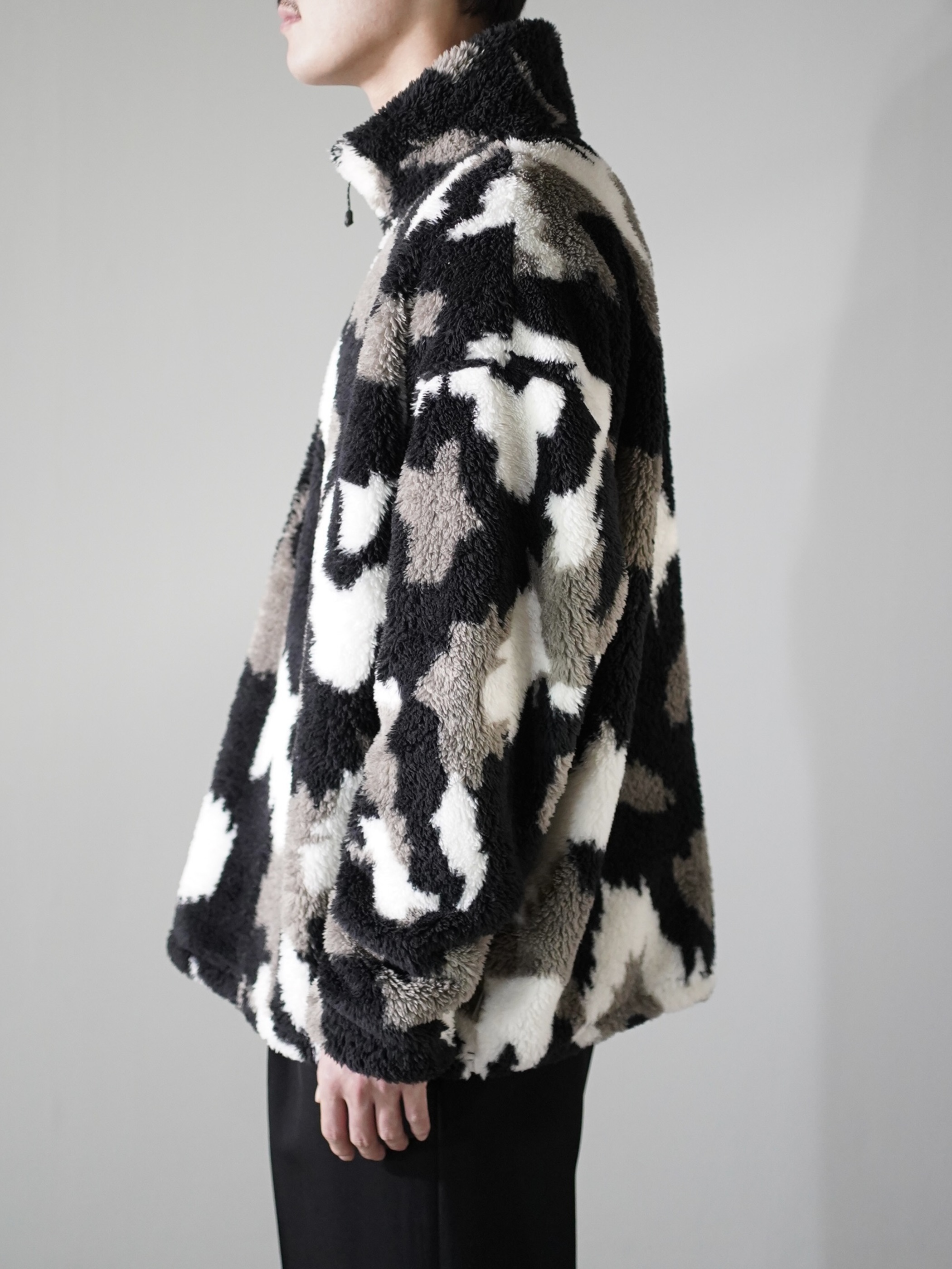 NOS Eddie Bauer monochrome pattern boa fleece half-zip tops