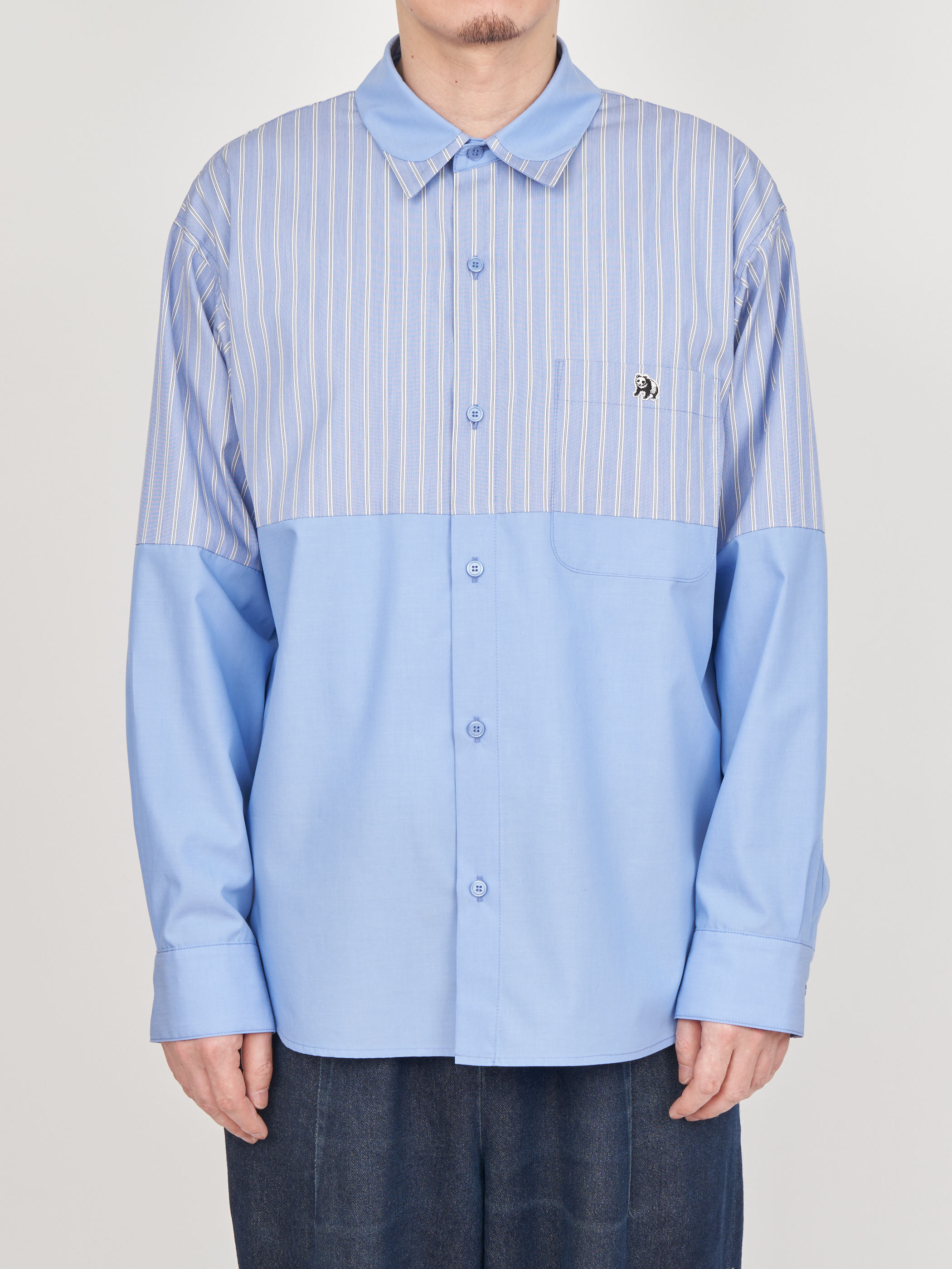 【受注商品】fake round collar shirt・LT.BLUE