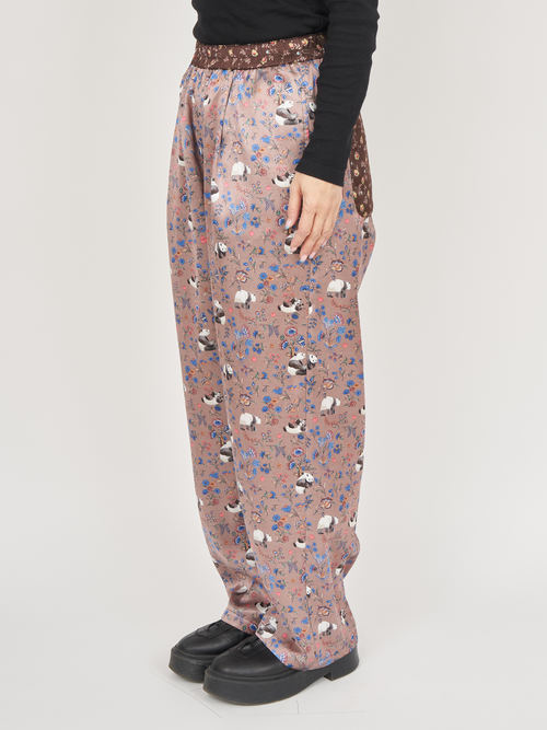【受注商品】panda printed pajama pants・BROWN×BEIGE