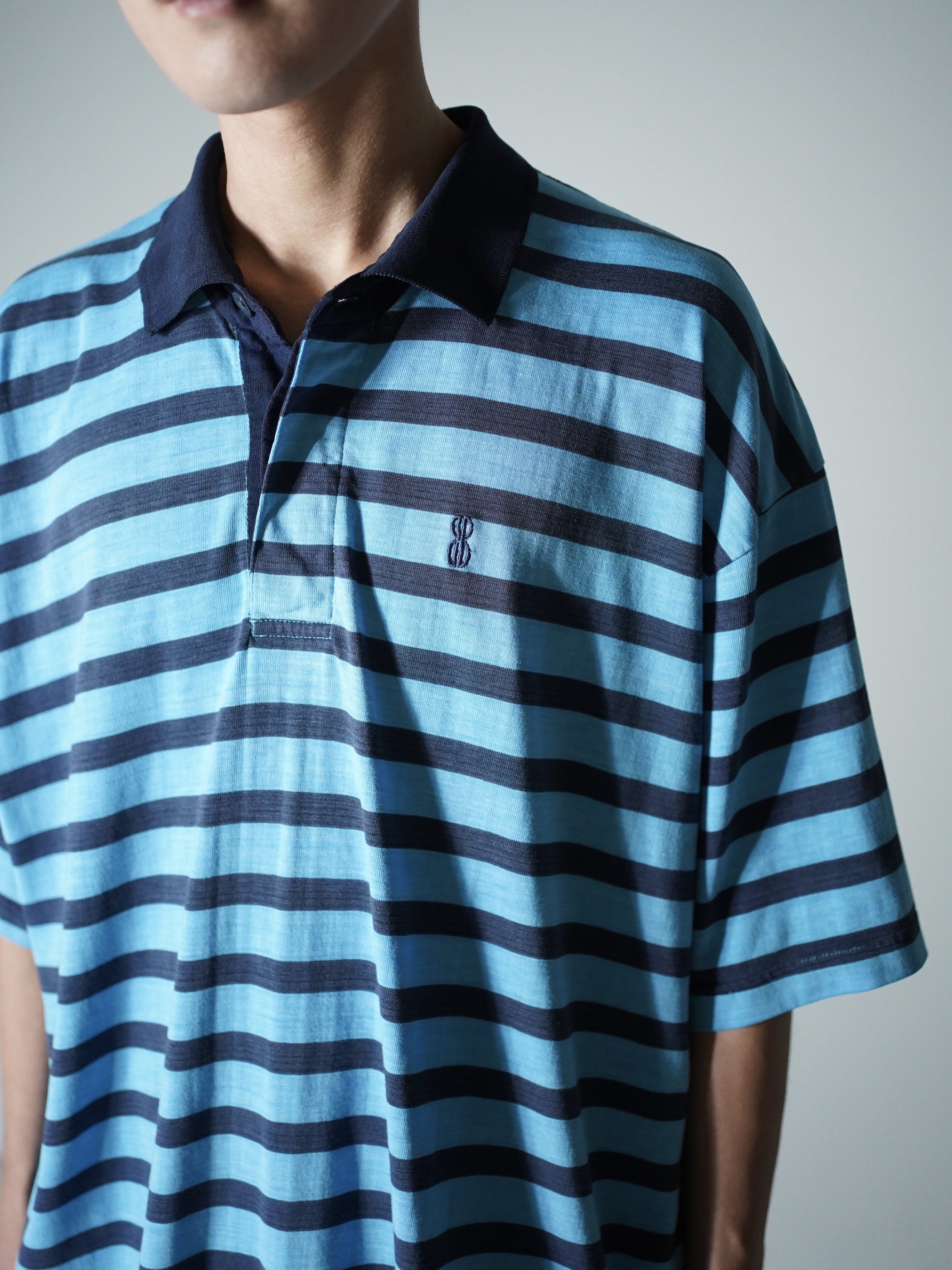 1990's~ BILL BLASS cotton poly 比翼 border polo shirt