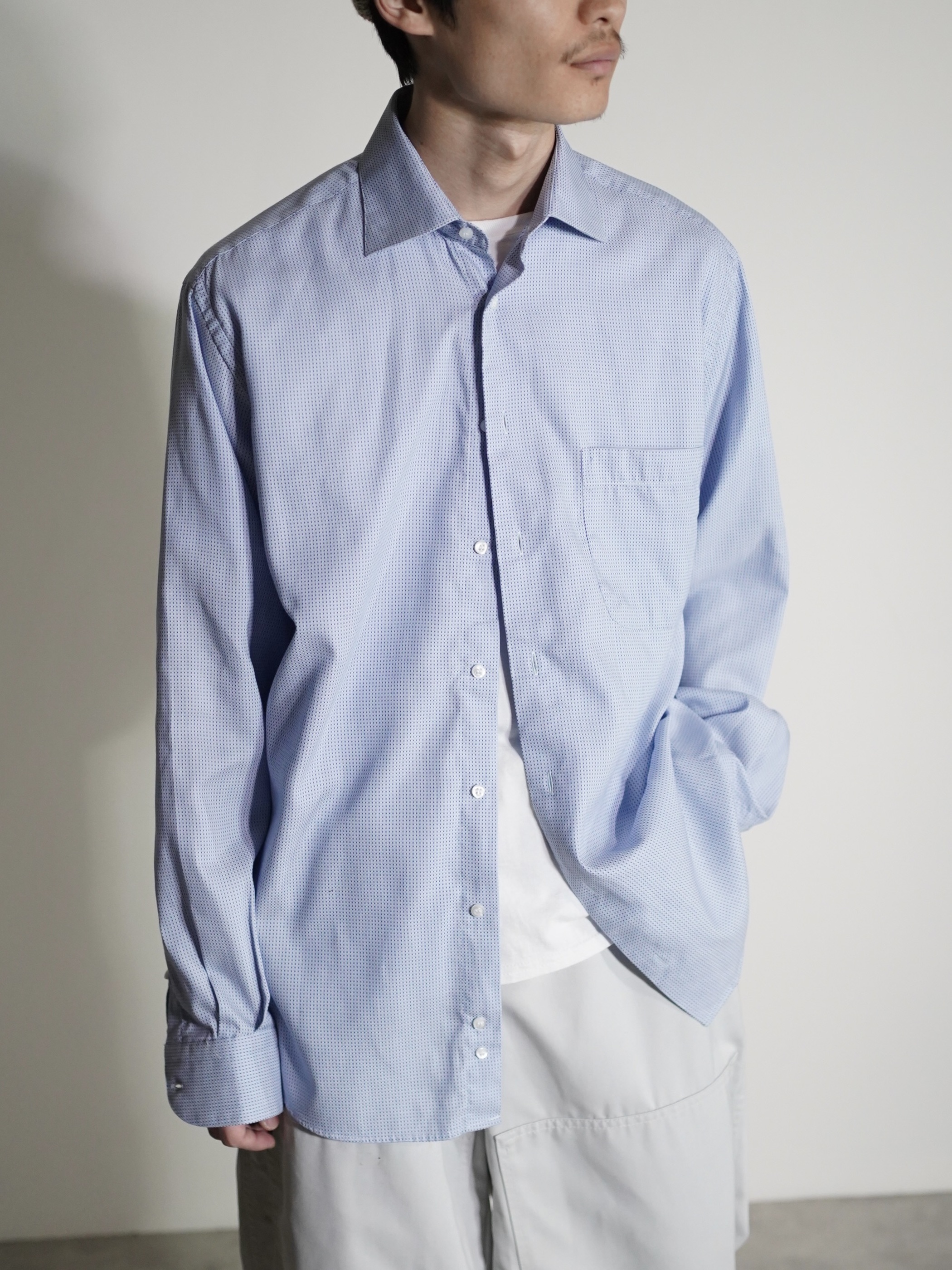 St Croix Woven pattern cotton L/S shirt / Made in Italy