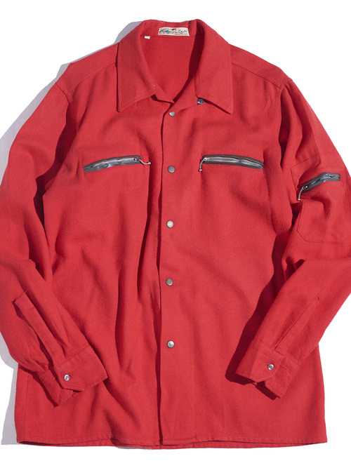 1940s "Carlo Mauri" wool snap shirt -RED-