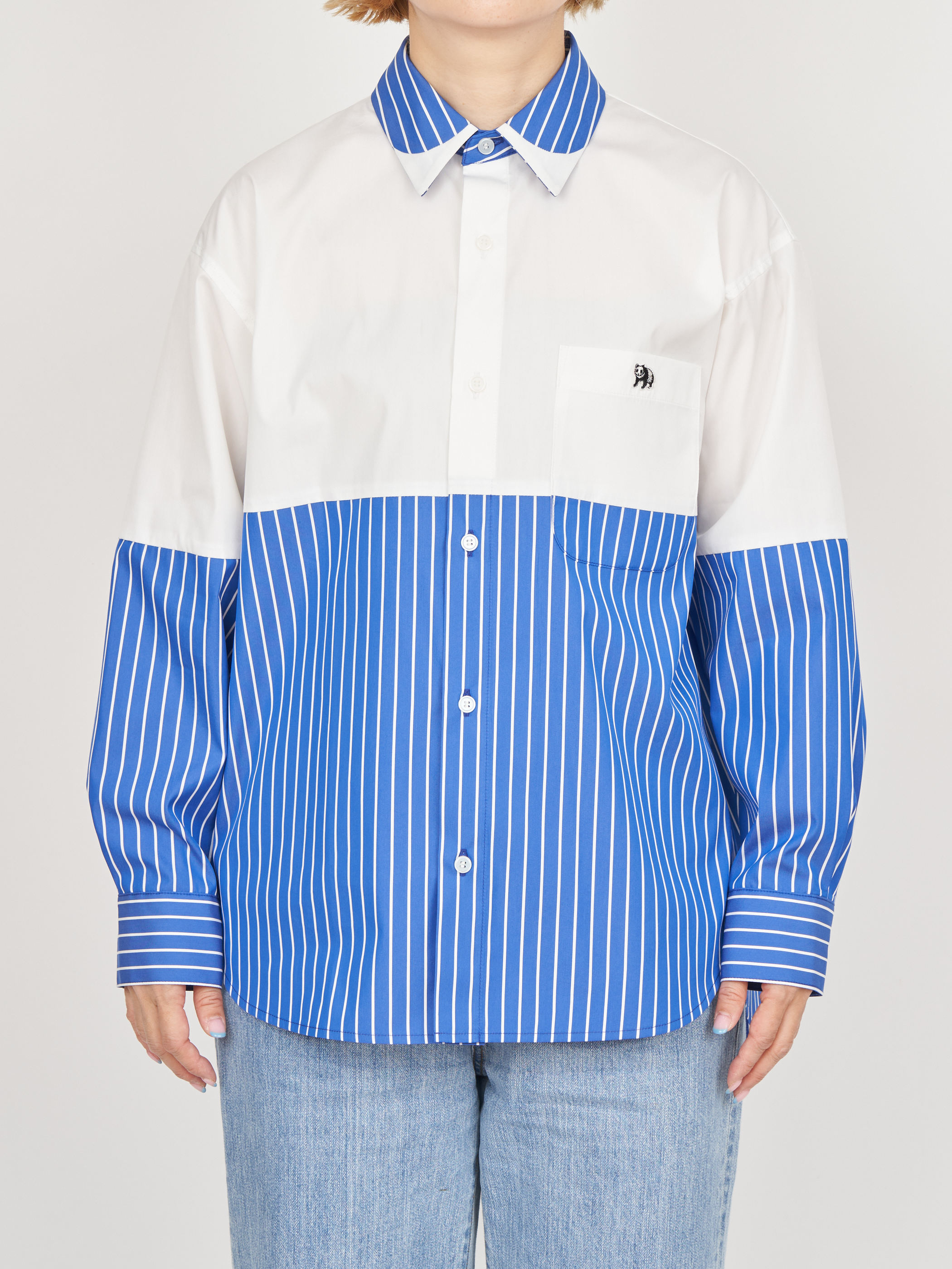【受注商品】fake round collar shirt・WHITE×BLUE
