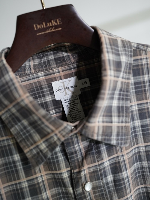 1990's Calvin Klein Cotton Elastane L/S check shirt