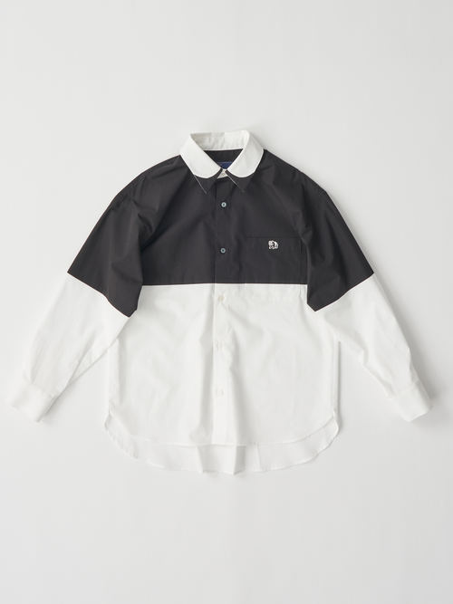 【受注商品】fake round collar shirt・BLACK×WHITE