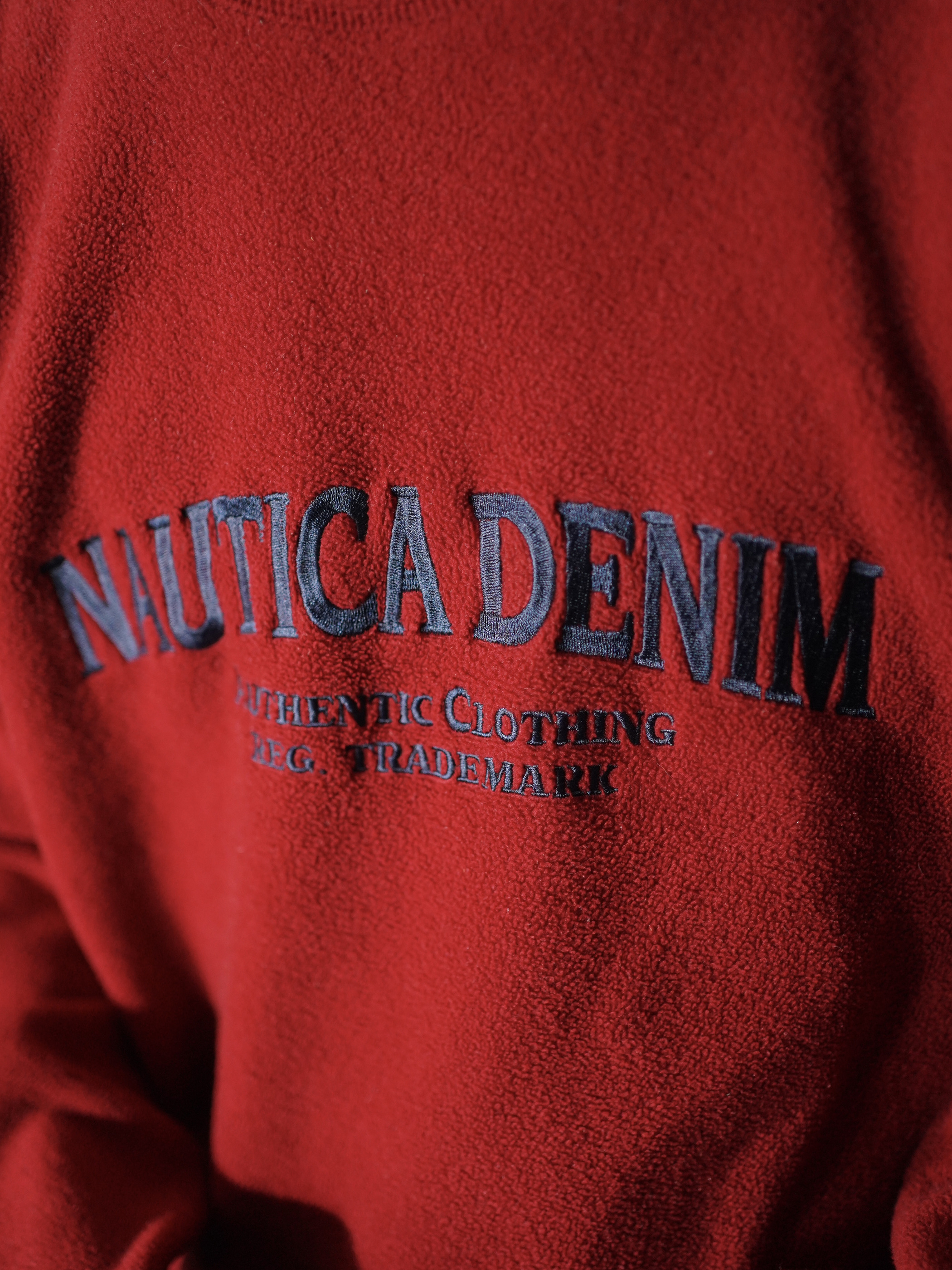 1990's nautica Embroidery print fleece sweat shirts/Made in USA