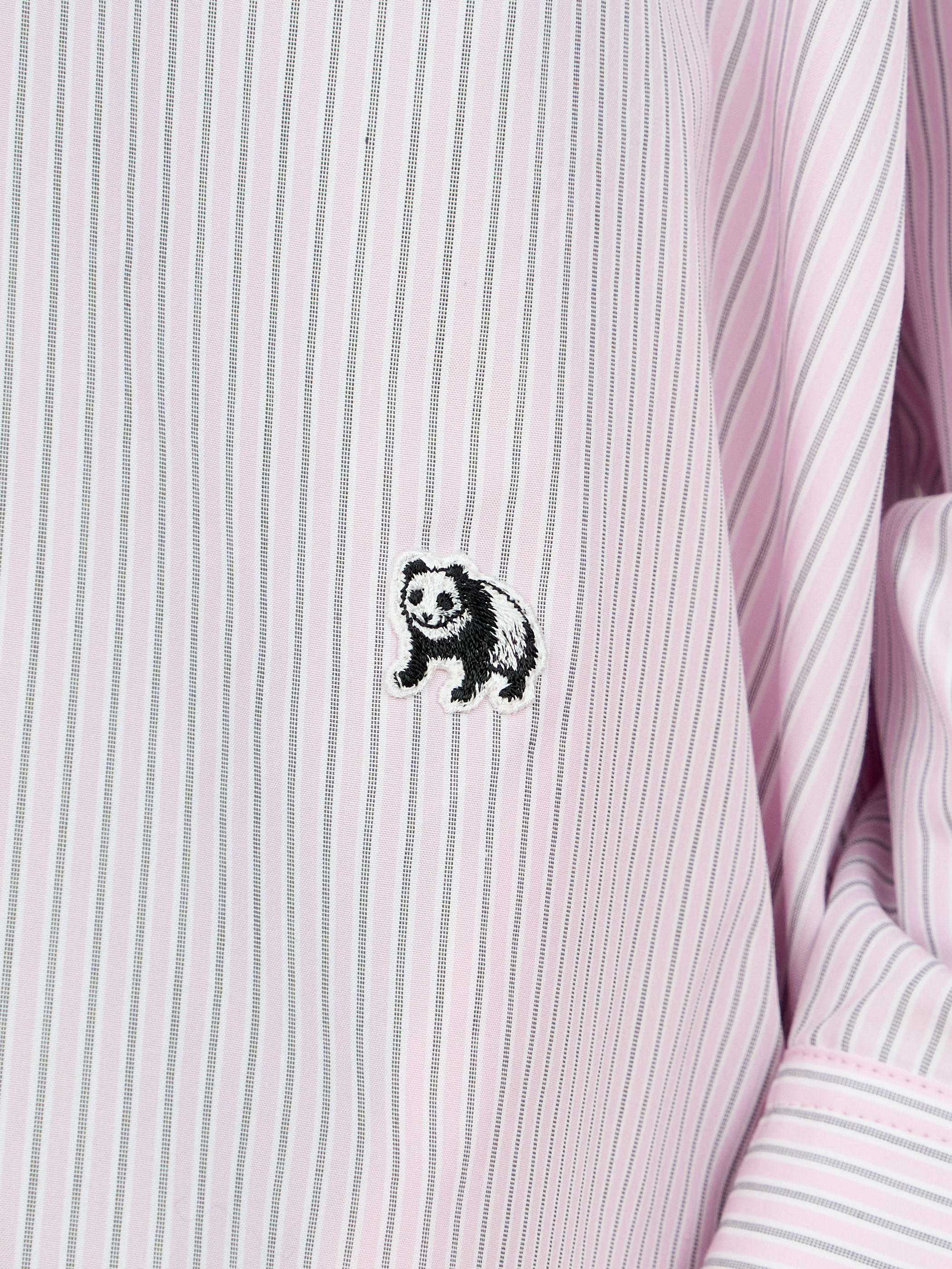 【受注商品】two-tone stripe long shirt・PINK×BROWN