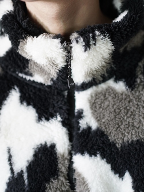 NOS Eddie Bauer monochrome pattern boa fleece half-zip tops