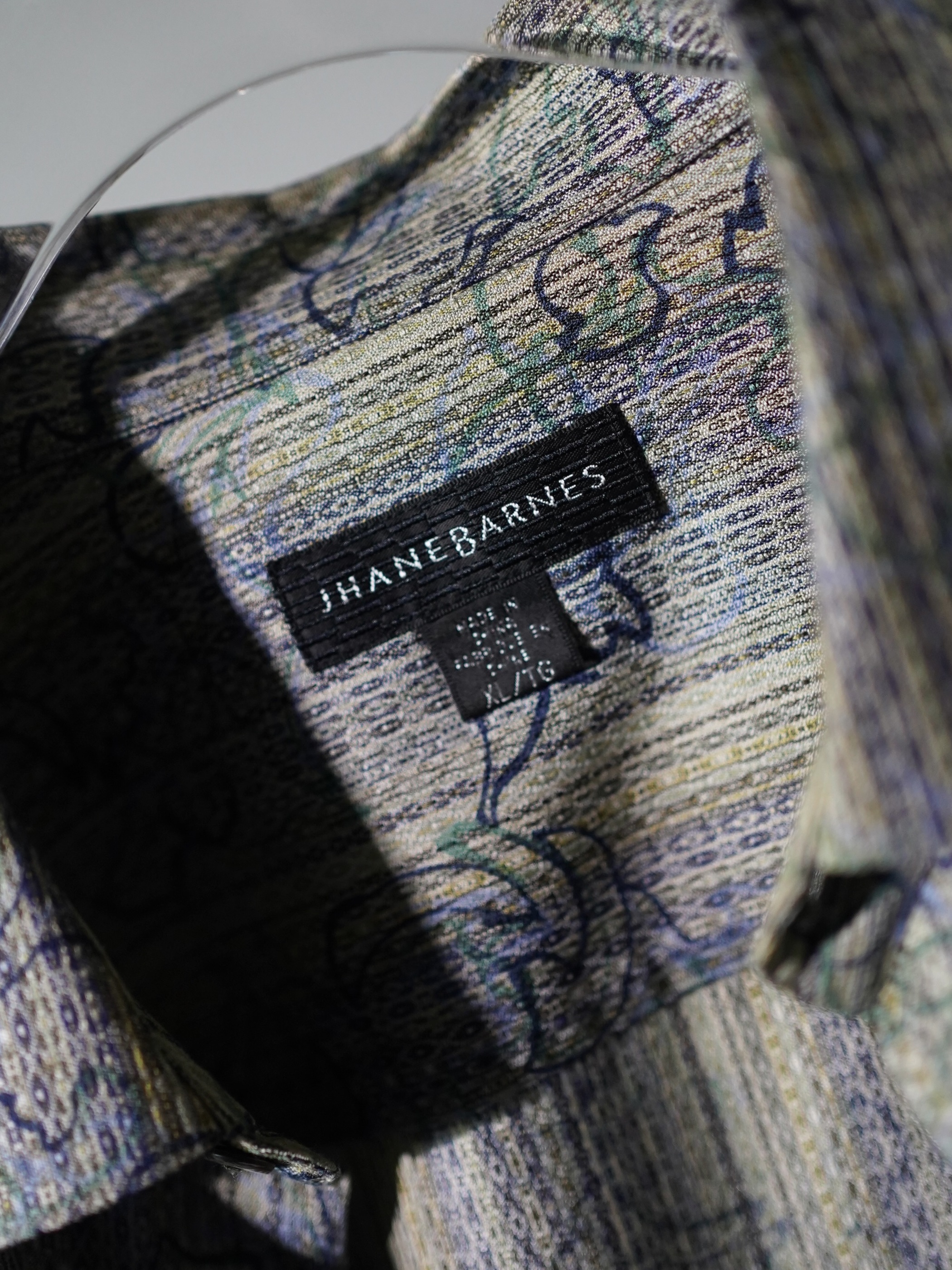 1990's JHANE BARNES Silk Cotton abstract pattern on stripe L/S shirts