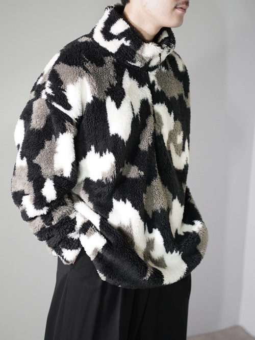 NOS Eddie Bauer monochrome pattern boa fleece half-zip tops