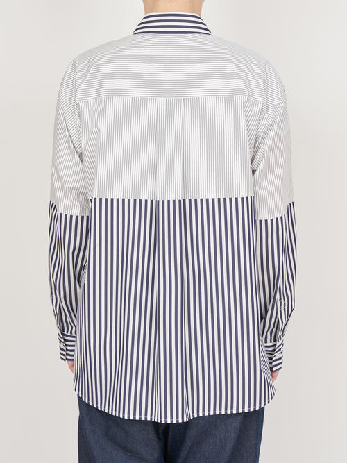 【受注商品】fake round collar shirt・WHITE×NAVY