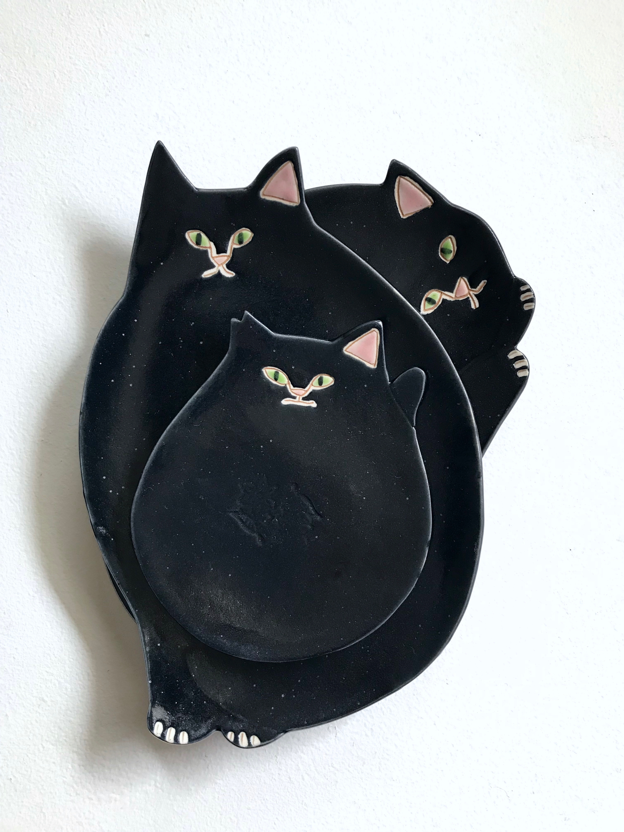 猫楕円皿（横）