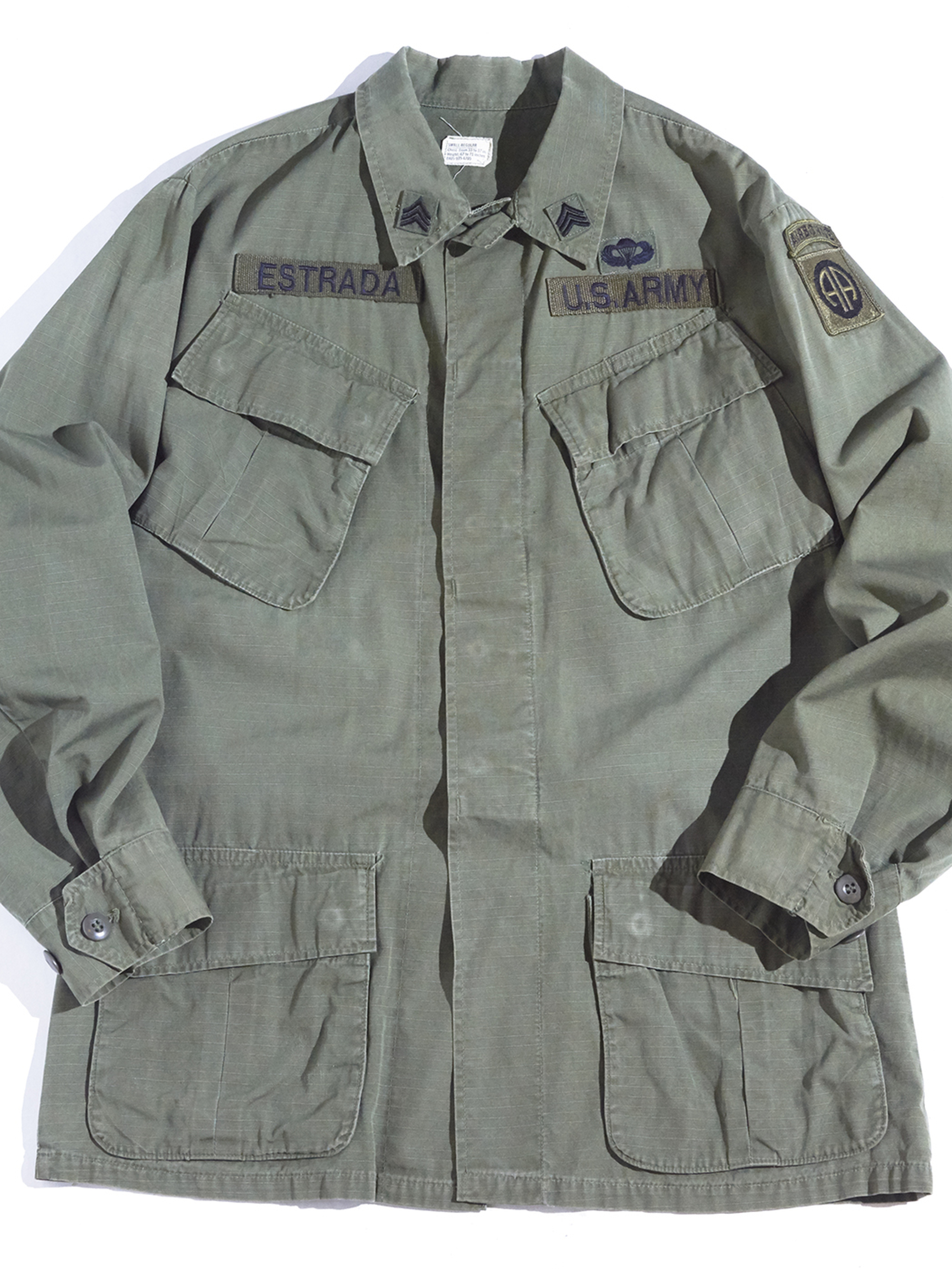 1970y "US ARMY" 5th jungle fatigue shirt -OLIVE-