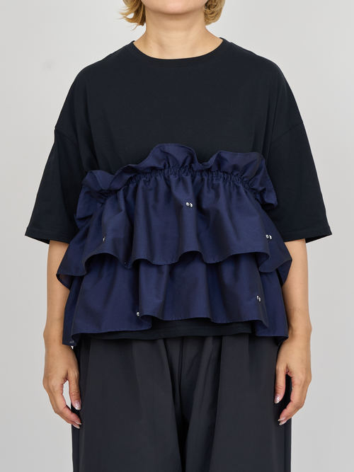 【受注商品】mini pandas frilled top・BLACK×NAVY 【受注商品】mini pandas frilled top・BLACK×NAVY