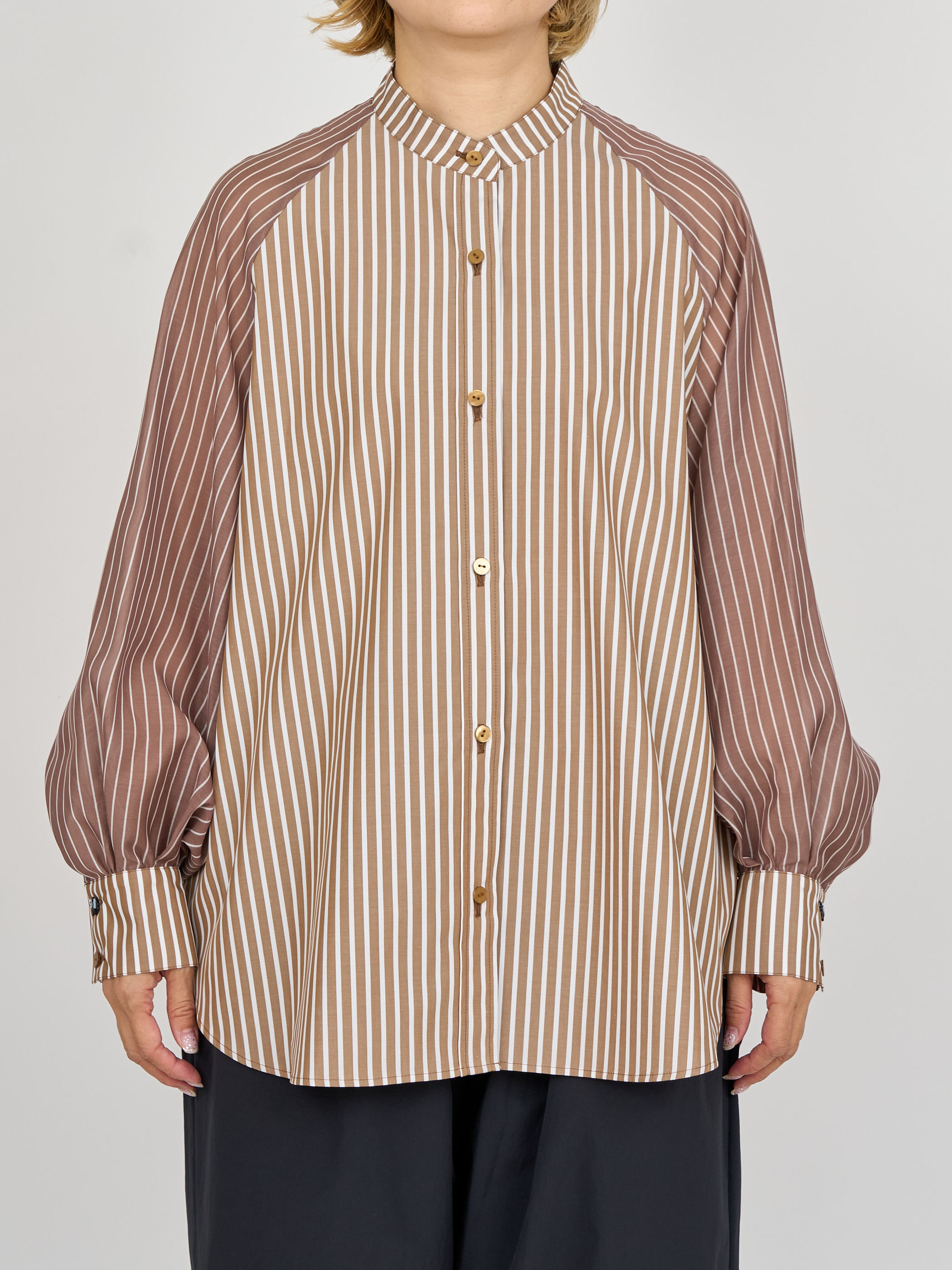 【受注商品】sheer striped blouse・BROWN 【受注商品】sheer striped blouse・BROWN