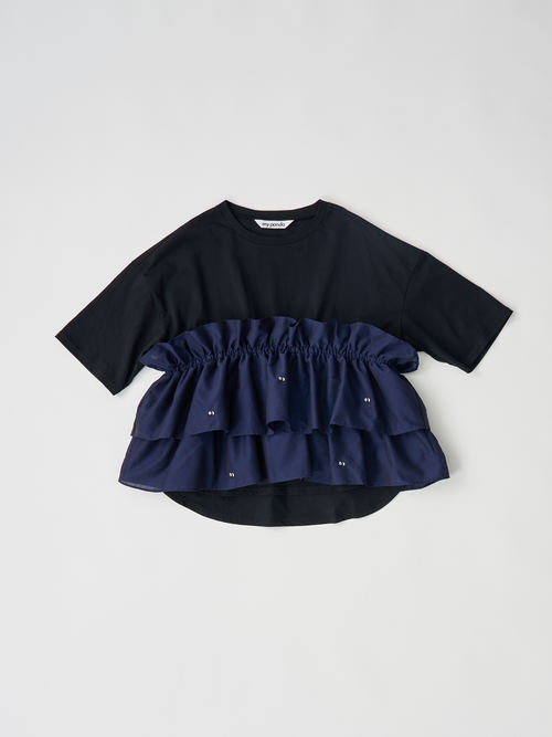 【受注商品】mini pandas frilled top・BLACK×NAVY 【受注商品】mini pandas frilled top・BLACK×NAVY