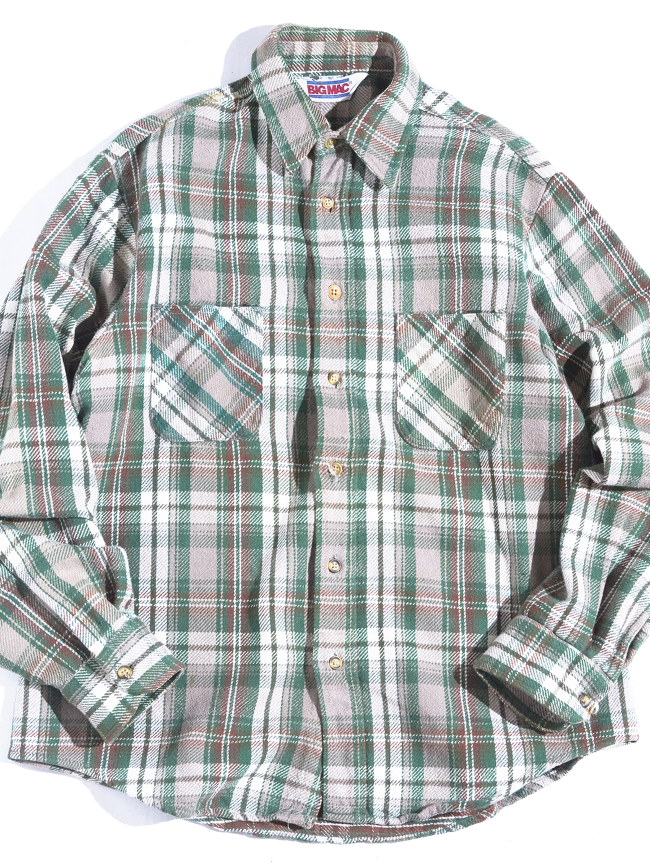 1980s "BIG MAC" flannel check shirt -GREEN-