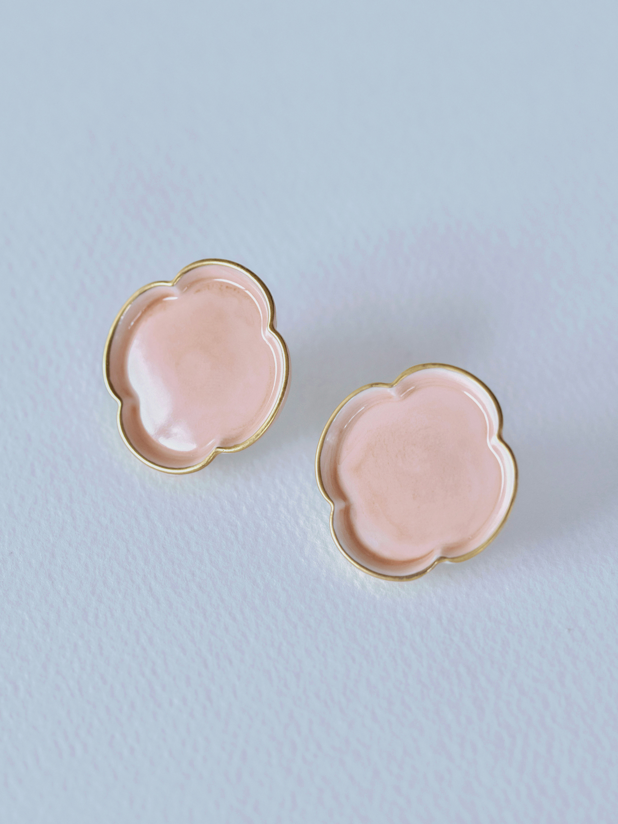 01 木瓜/Mokkou Earrings - Salmon pink