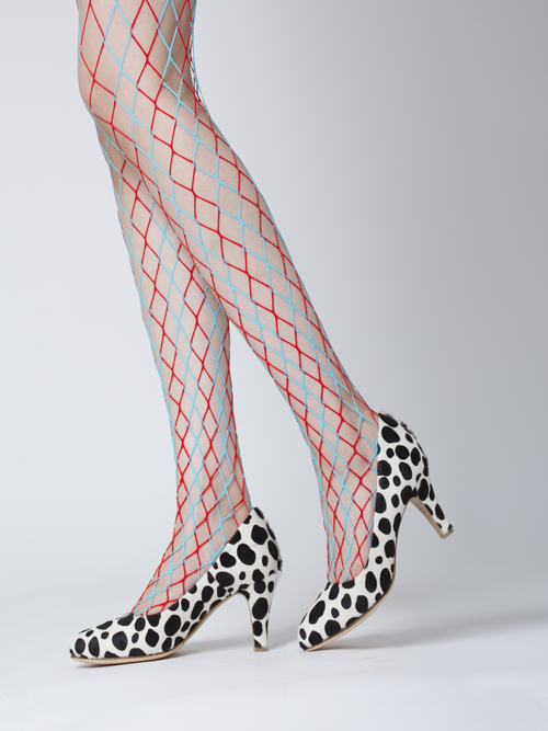 VERO TWIQO / Fishnet tights 　　TURQUOISE×RED