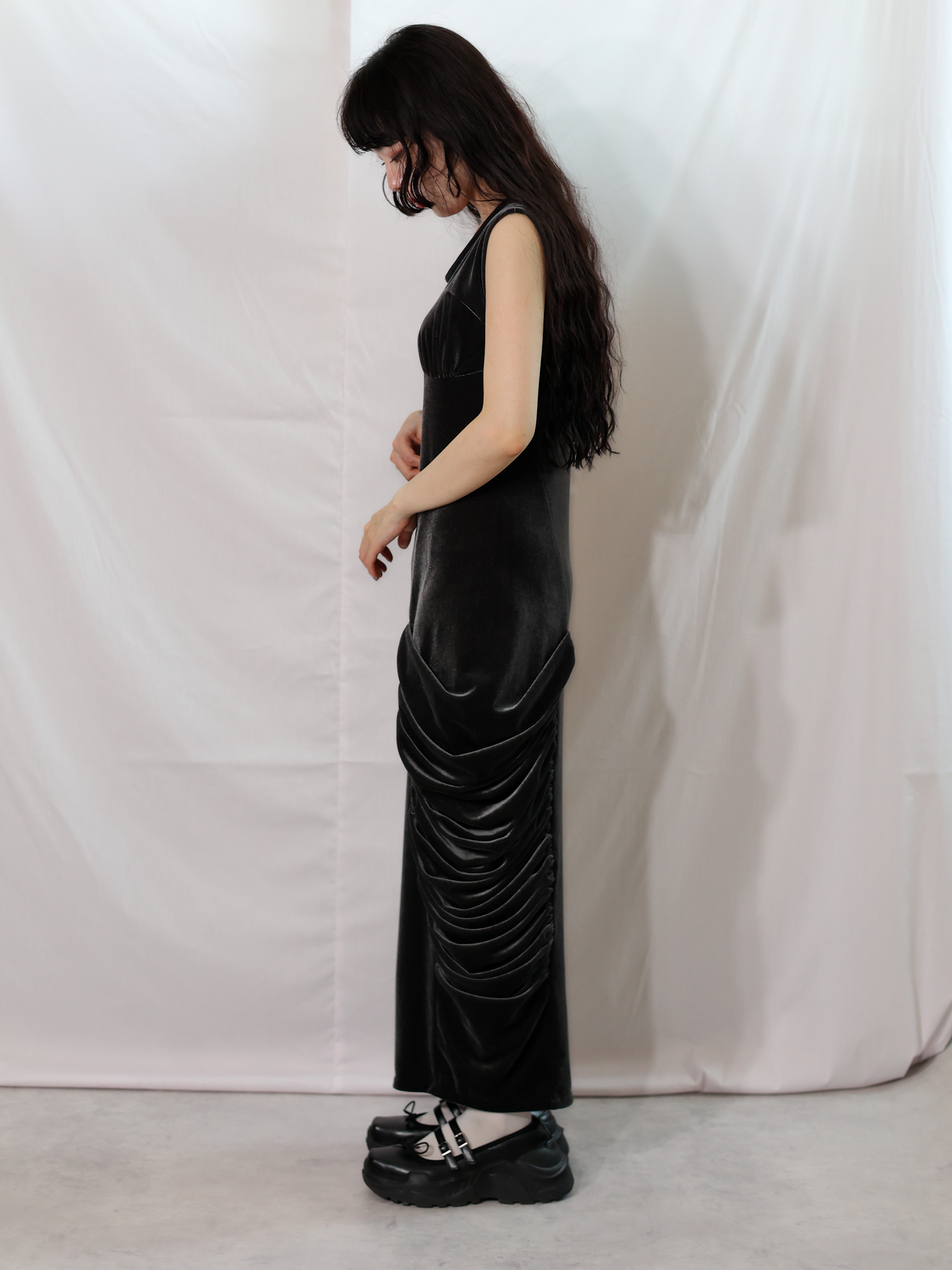 velour drape dress - overlace