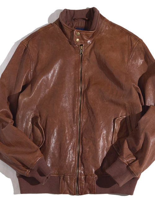 2008y "GAP" G-9 style leather blouosn -BROWN-