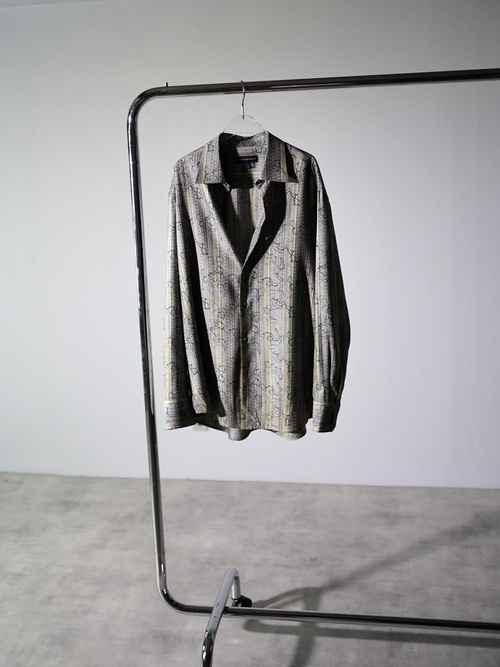 1990's JHANE BARNES Silk Cotton abstract pattern on stripe L/S shirts