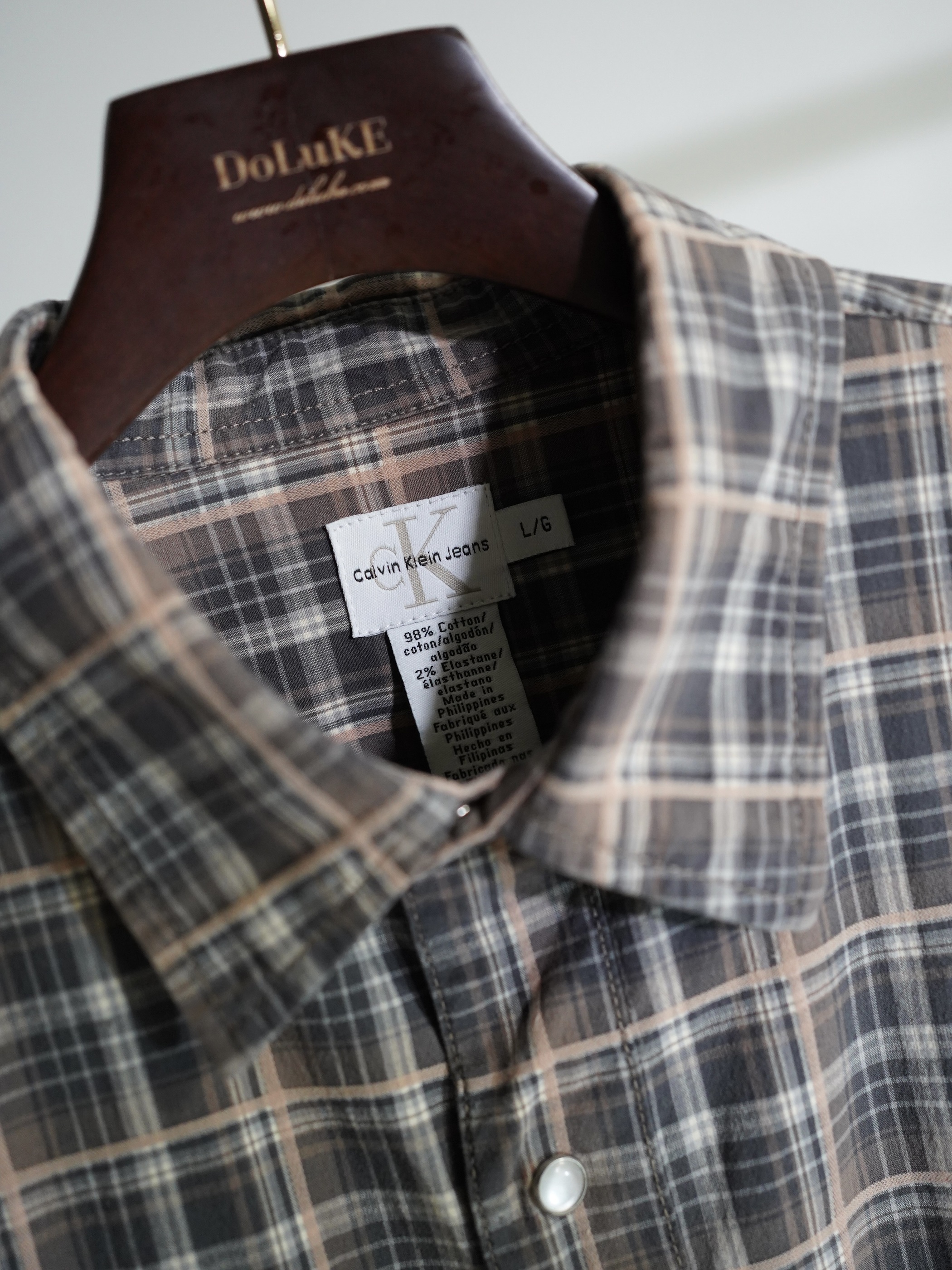 1990's Calvin Klein Cotton Elastane L/S check shirt