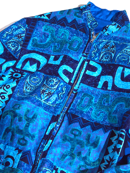 1960s "unknown" reversible batik pattern nylon jacket -BLUE- <SALE¥16000→¥12800>