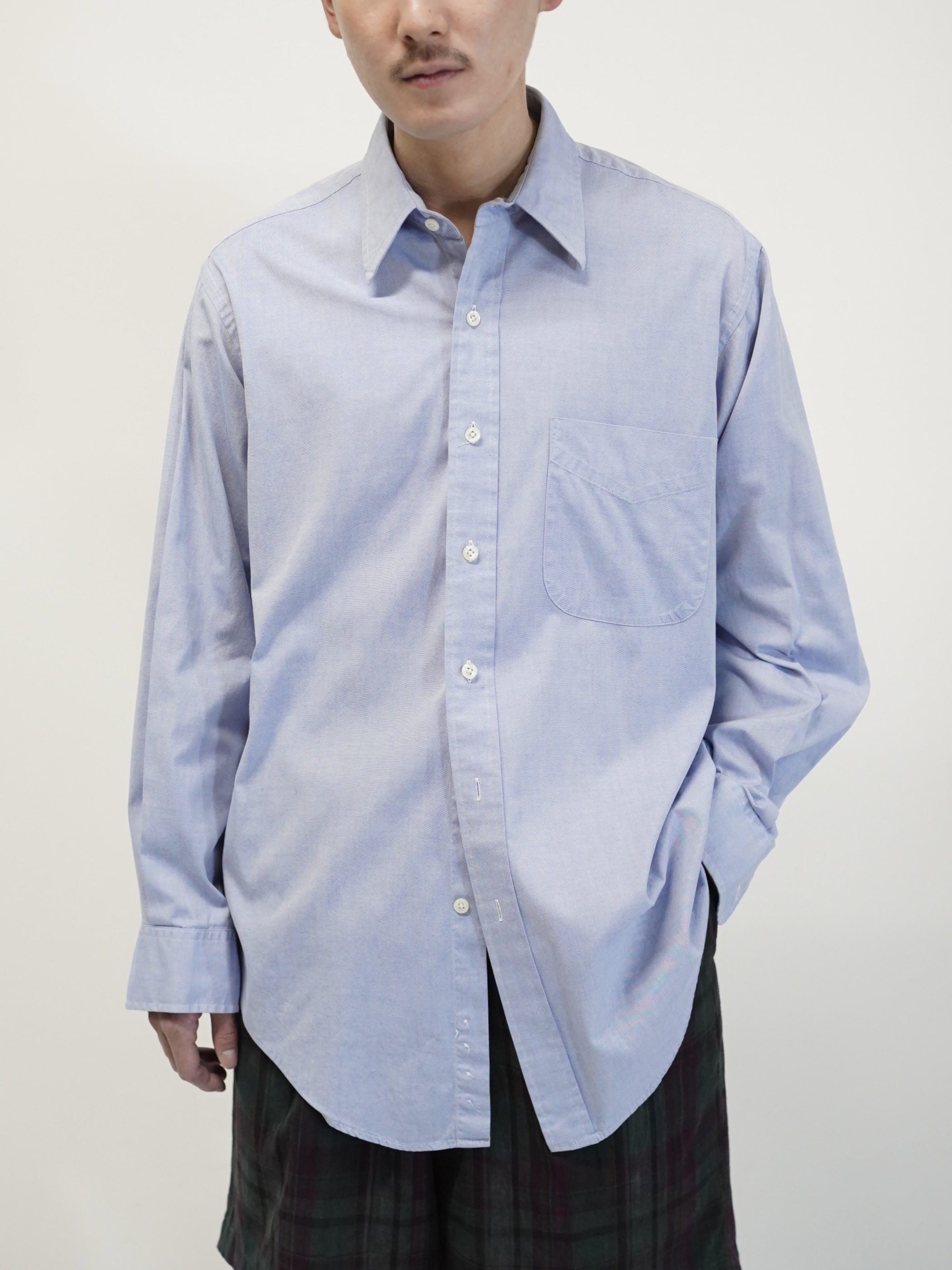 1990's BRITCHES Pinpoint Oxford cotton L/S shirt / Made in Hong Kong