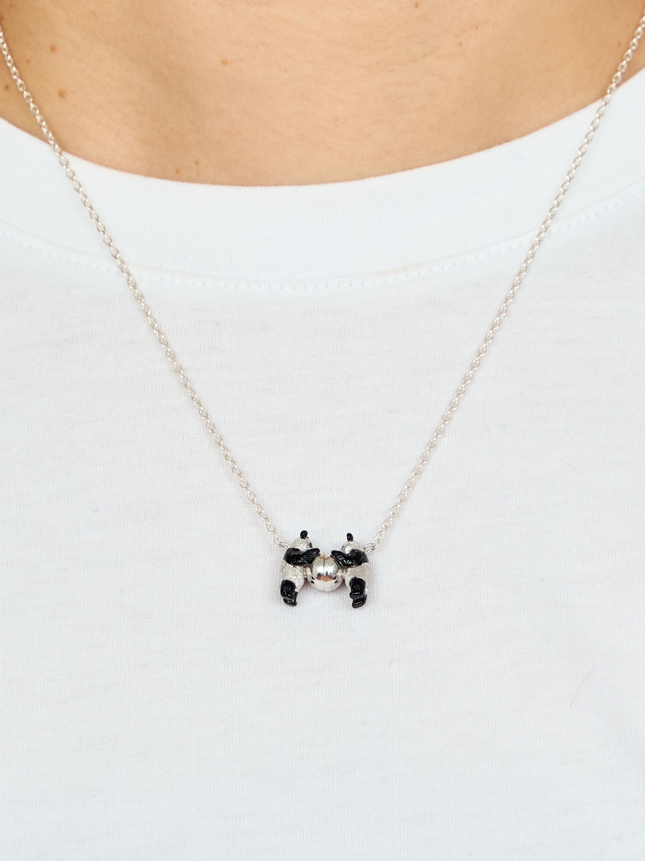 【受注商品】〈simmon×my panda〉twin pandas chain neckless・SILVER