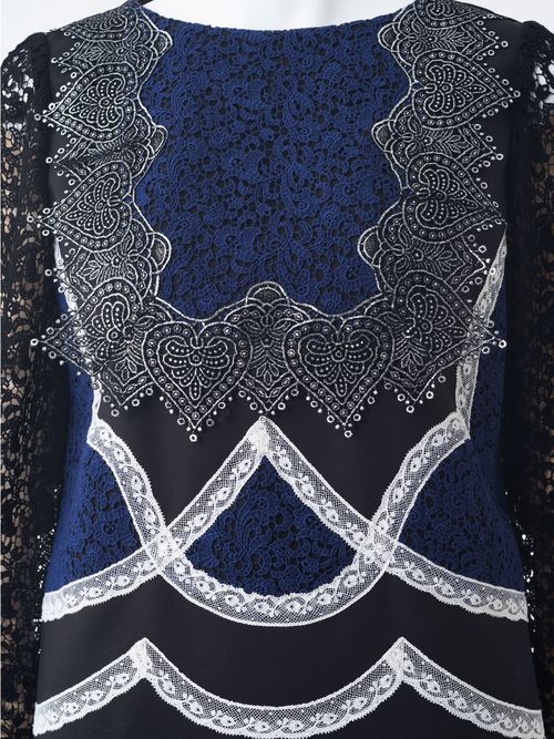 silver lace dress-black - overlace
