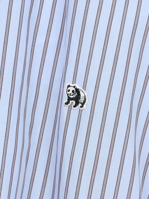 【受注商品】two-tone stripe long shirt・LT.BLUE×BROWN