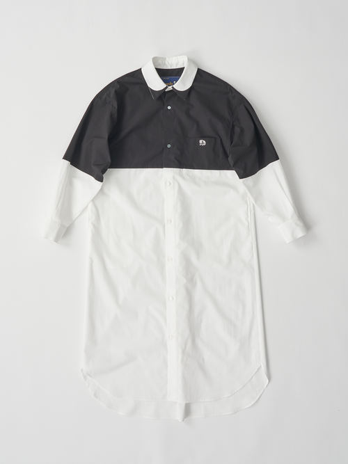 【受注商品】fake round collar shirt dress・BLACK×WHITE